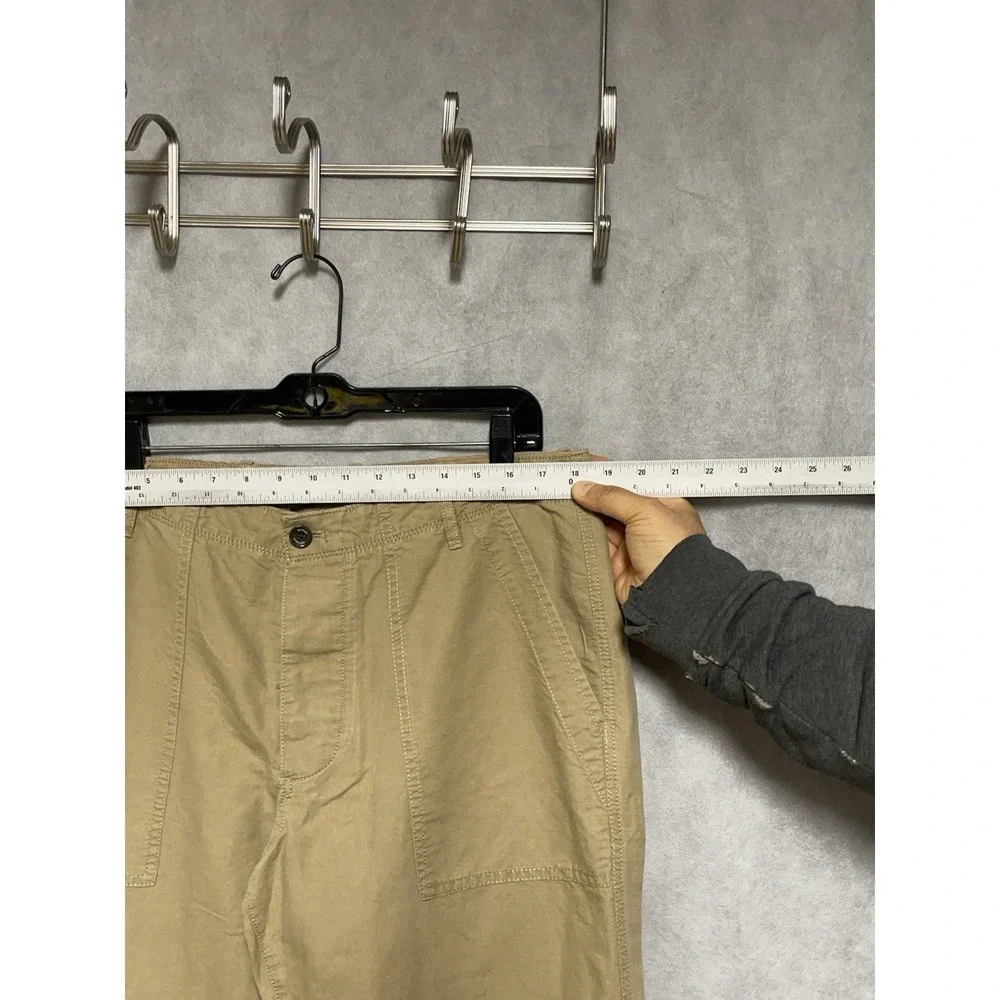 Banana Republic Pants Men 36X32 Beig Linen Cotton Button Fly Baggy Hybrid Casual